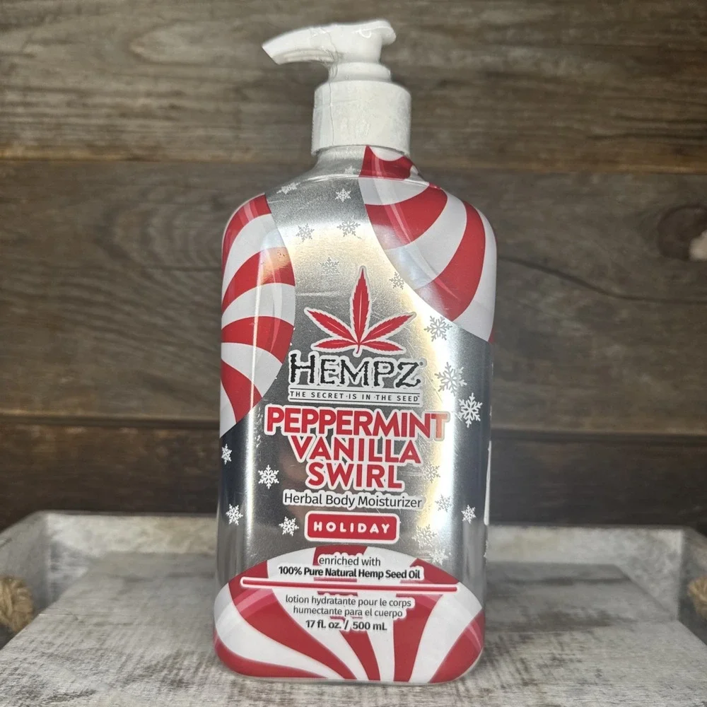 Hempz Peppermint Vanilla Swirl Holiday Body Moisturizer Lotion 17 fl oz OOS Rare